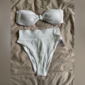 Aerie Bandeau Bikini with High Cut Cheeky Bottoms
